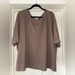 White Birch Brown Waffle Knit Short Sleeve Top